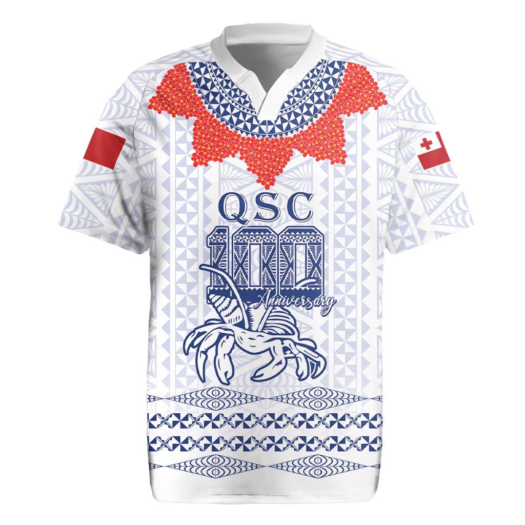 Queen Salote College 100 Years Anniversary Personalized Rugby Jersey Tonga QSC White LT7 White - Polynesian Pride