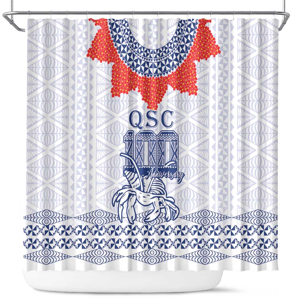Queen Salote College 100 Years Anniversary Shower Curtain Tonga QSC White LT7 White - Polynesian Pride