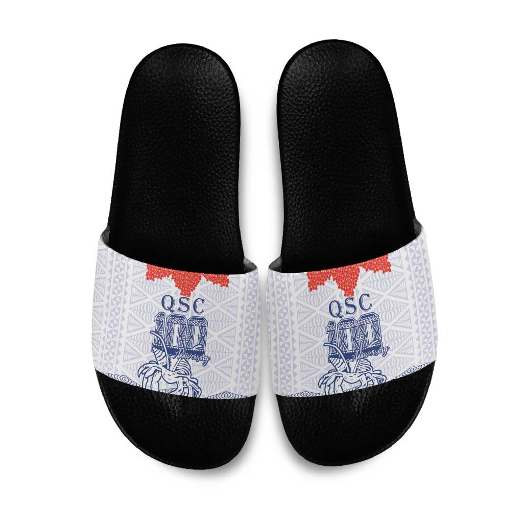 Queen Salote College 100 Years Anniversary Slide Sandals Tonga QSC White LT7 White - Polynesian Pride