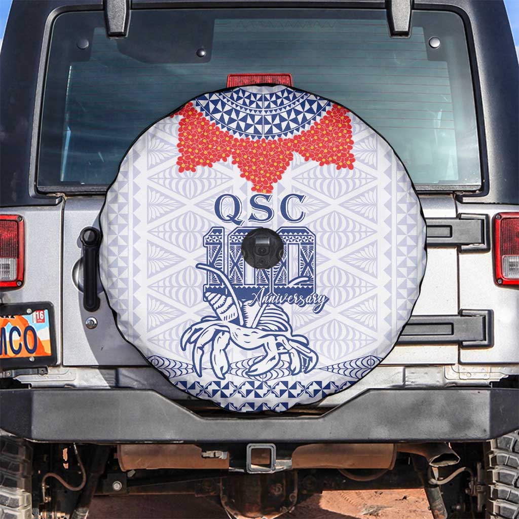 Queen Salote College 100 Years Anniversary Spare Tire Cover Tonga QSC White LT7 White - Polynesian Pride