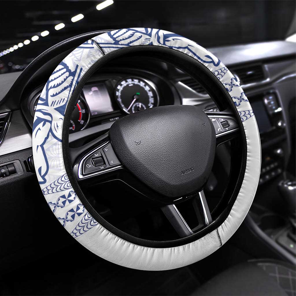 Queen Salote College 100 Years Anniversary Steering Wheel Cover Tonga QSC White LT7 Universal Fit White - Polynesian Pride