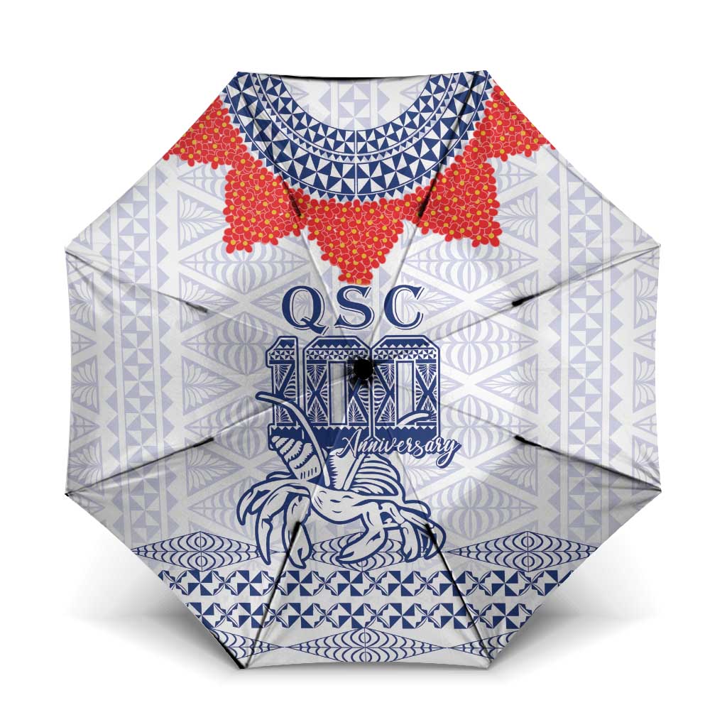 Queen Salote College 100 Years Anniversary Umbrella Tonga QSC White LT7 One Size Folded 11.42 inch Opened Diameter 37.4 inch White - Polynesian Pride