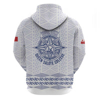 Queen Salote College 100 Years Anniversary Personalized Zip Hoodie Tonga QSC White LT7 - Polynesian Pride