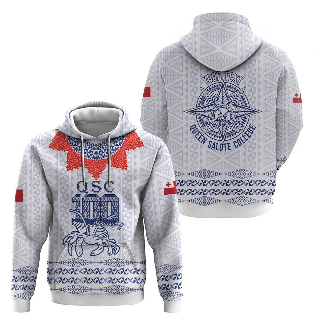 Queen Salote College 100 Years Anniversary Personalized Zip Hoodie Tonga QSC White LT7 - Polynesian Pride