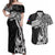 Personalised Philippines Couples Matching Off Shoulder Maxi Dress and Hawaiian Shirt Tribal Sun LT7 Black - Polynesian Pride