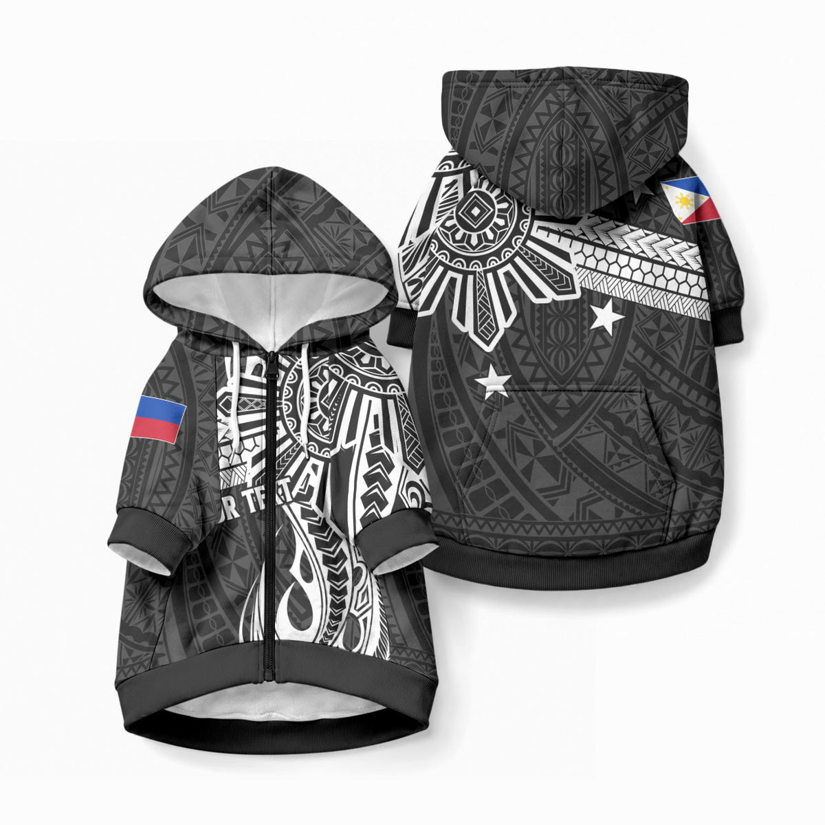 Personalised Philippines Pet Hoodie Tribal Sun