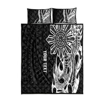 Personalised Philippines Quilt Bed Set Tribal Sun LT7 Black - Polynesian Pride