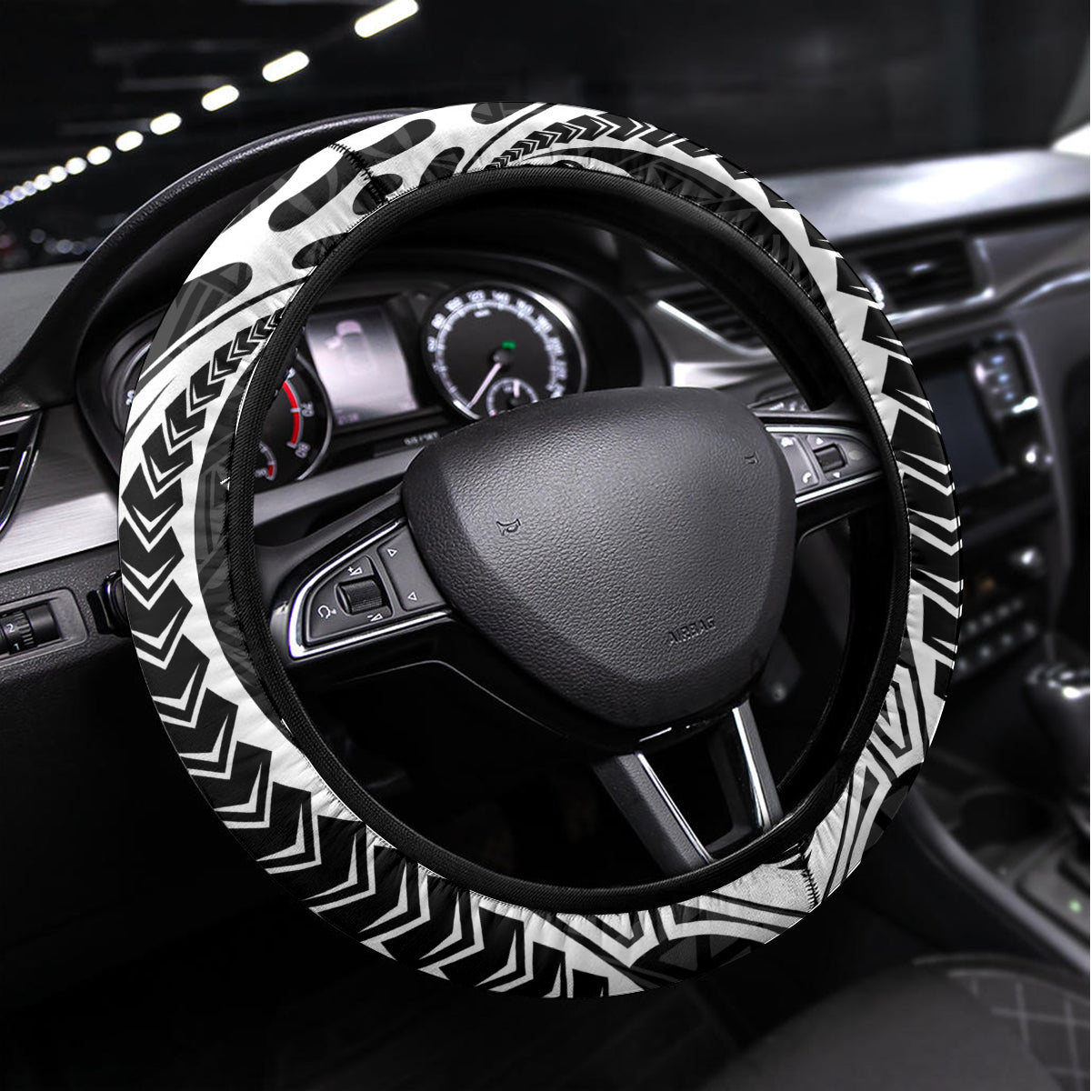 Philippines Steering Wheel Cover Tribal Sun LT7 Universal Fit Black - Polynesian Pride