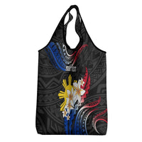 Personalised Philippines Tribal Grocery Bag Mix Plumeria - Flag Colors LT7 - Polynesian Pride