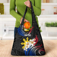 Personalised Philippines Tribal Grocery Bag Mix Plumeria - Flag Colors LT7 - Polynesian Pride
