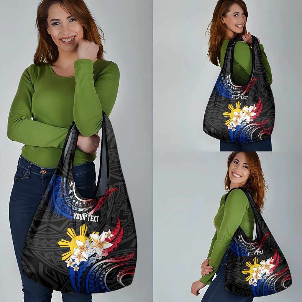 Personalised Philippines Tribal Grocery Bag Mix Plumeria - Flag Colors LT7 - Polynesian Pride