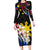 Personalised Philippines Tribal Long Sleeve Bodycon Dress Mix Plumeria - Flag Colors LT7 Long Dress Black - Polynesian Pride