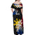 Personalised Philippines Tribal Off Shoulder Maxi Dress Mix Plumeria - Flag Colors LT7 - Polynesian Pride