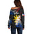 Personalised Philippines Tribal Off Shoulder Sweater Mix Plumeria - Flag Colors LT7 - Polynesian Pride