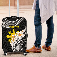 Personalised Philippines Tribal Luggage Cover Mix Plumeria LT7 Black - Polynesian Pride