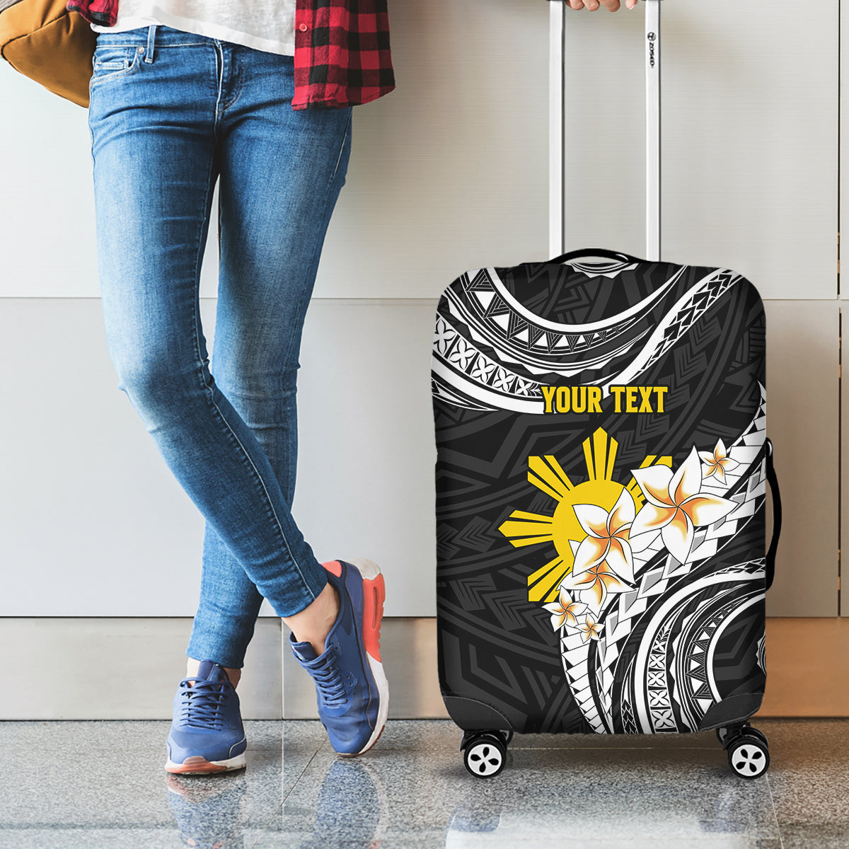 Personalised Philippines Tribal Luggage Cover Mix Plumeria LT7 - Polynesian Pride