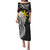 Personalised Philippines Tribal Puletasi Mix Plumeria LT7 Long Dress Black - Polynesian Pride