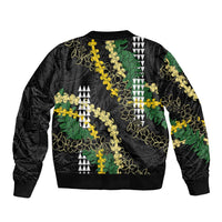 Hawaii Aloha Kakau Bomber Jacket Puakenikeni and Maile Lei Twist LT7 - Polynesian Pride