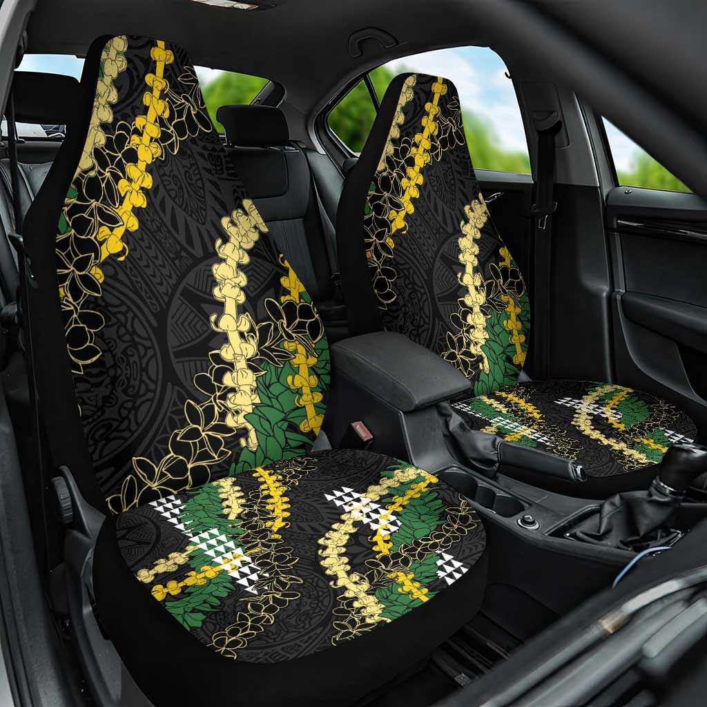 Hawaii Aloha Kakau Car Seat Cover Puakenikeni and Maile Lei Twist LT7 One Size Black - Polynesian Pride