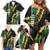 Hawaii Aloha Kakau Family Matching Off Shoulder Short Dress and Hawaiian Shirt Puakenikeni and Maile Lei Twist