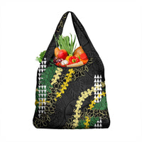 Hawaii Aloha Kakau Grocery Bag Puakenikeni and Maile Lei Twist LT7 1-pack One Size Black - Polynesian Pride