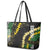 Hawaii Aloha Kakau Leather Tote Bag Puakenikeni and Maile Lei Twist