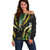 Hawaii Aloha Kakau Off Shoulder Sweater Puakenikeni and Maile Lei Twist