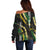 Hawaii Aloha Kakau Off Shoulder Sweater Puakenikeni and Maile Lei Twist