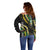 Hawaii Aloha Kakau Off Shoulder Sweater Puakenikeni and Maile Lei Twist