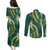 Hawaii Aloha Kakau Couples Matching Puletasi and Long Sleeve Button Shirt Green Puakenikeni and Maile Lei Twist