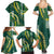 Hawaii Aloha Kakau Family Matching Summer Maxi Dress and Hawaiian Shirt Green Puakenikeni and Maile Lei Twist