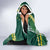 Hawaii Aloha Kakau Hooded Blanket Green Puakenikeni and Maile Lei Twist