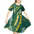 Hawaii Aloha Kakau Kid Short Sleeve Dress Green Puakenikeni and Maile Lei Twist