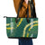 Hawaii Aloha Kakau Leather Tote Bag Green Puakenikeni and Maile Lei Twist