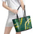 Hawaii Aloha Kakau Leather Tote Bag Green Puakenikeni and Maile Lei Twist