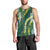 Hawaii Aloha Kakau Men Tank Top Green Puakenikeni and Maile Lei Twist