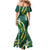 Hawaii Aloha Kakau Mermaid Dress Green Puakenikeni and Maile Lei Twist