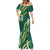 Hawaii Aloha Kakau Mermaid Dress Green Puakenikeni and Maile Lei Twist