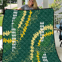 Hawaii Aloha Kakau Quilt Green Puakenikeni and Maile Lei Twist LT7 Green - Polynesian Pride