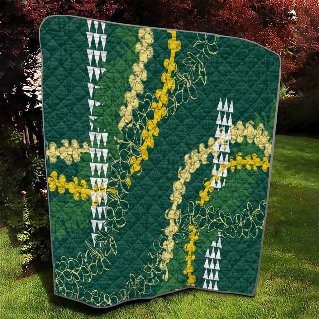 Hawaii Aloha Kakau Quilt Green Puakenikeni and Maile Lei Twist LT7 - Polynesian Pride