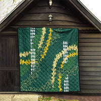 Hawaii Aloha Kakau Quilt Green Puakenikeni and Maile Lei Twist LT7 - Polynesian Pride