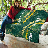 Hawaii Aloha Kakau Quilt Green Puakenikeni and Maile Lei Twist LT7 - Polynesian Pride