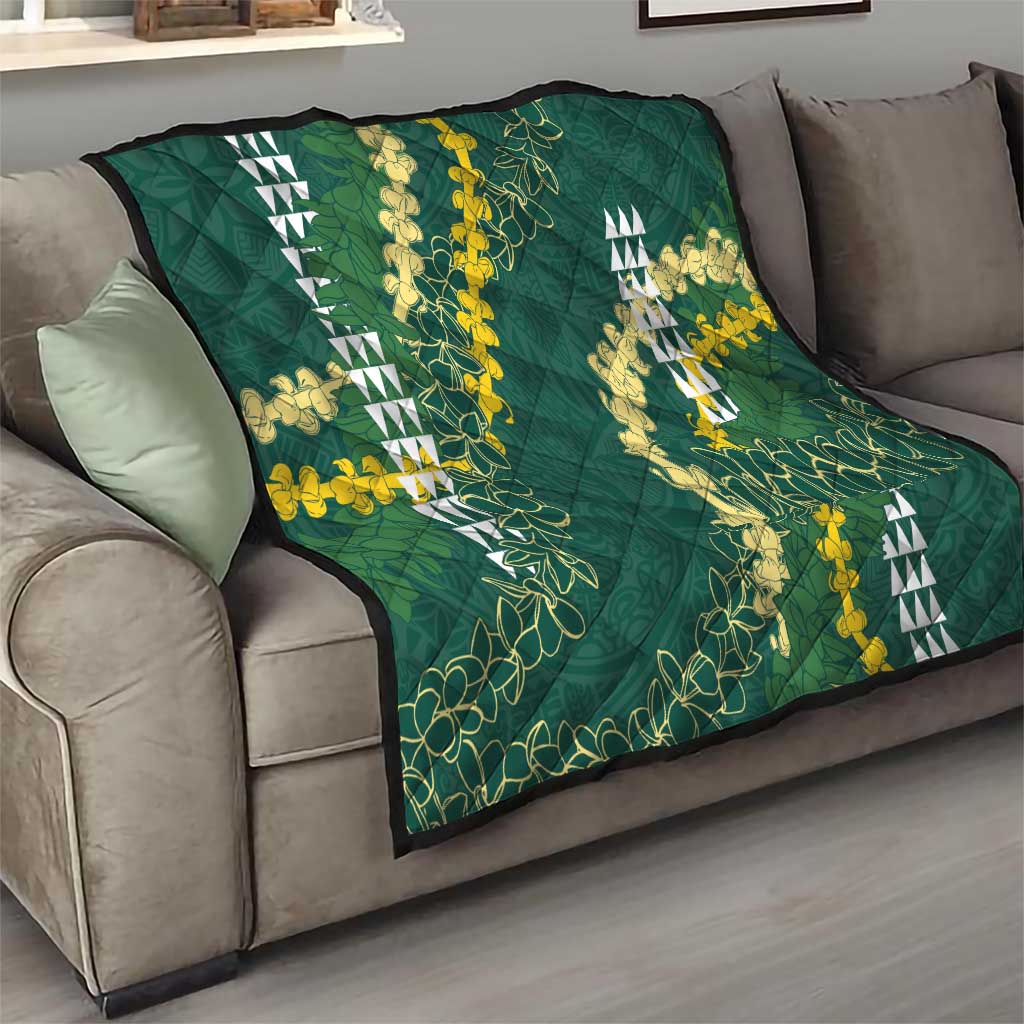 Hawaii Aloha Kakau Quilt Green Puakenikeni and Maile Lei Twist LT7 - Polynesian Pride
