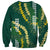 Hawaii Aloha Kakau Sweatshirt Green Puakenikeni and Maile Lei Twist