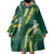 Hawaii Aloha Kakau Wearable Blanket Hoodie Green Puakenikeni and Maile Lei Twist