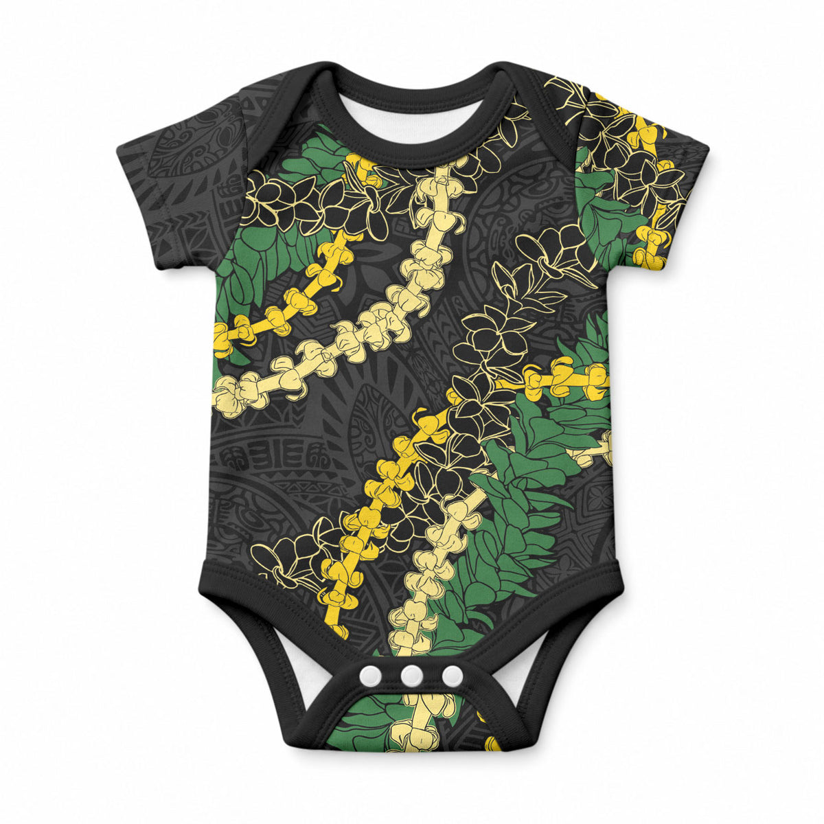 Hawaii Puakenikeni - Maile Lei Baby Onesie Obsidian Black