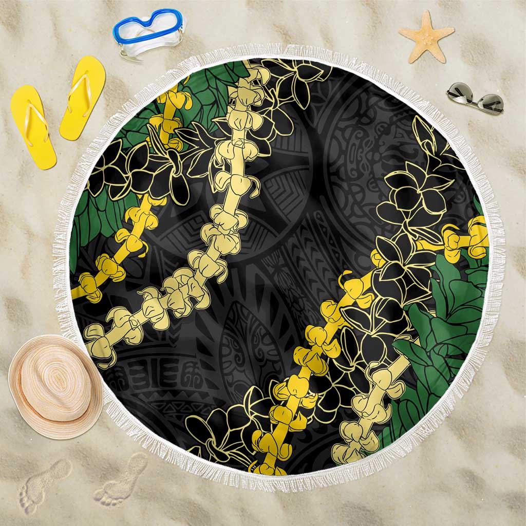 Hawaii Puakenikeni - Maile Lei Beach Blanket Obsidian Black LT7 One Size 150cm Black - Polynesian Pride