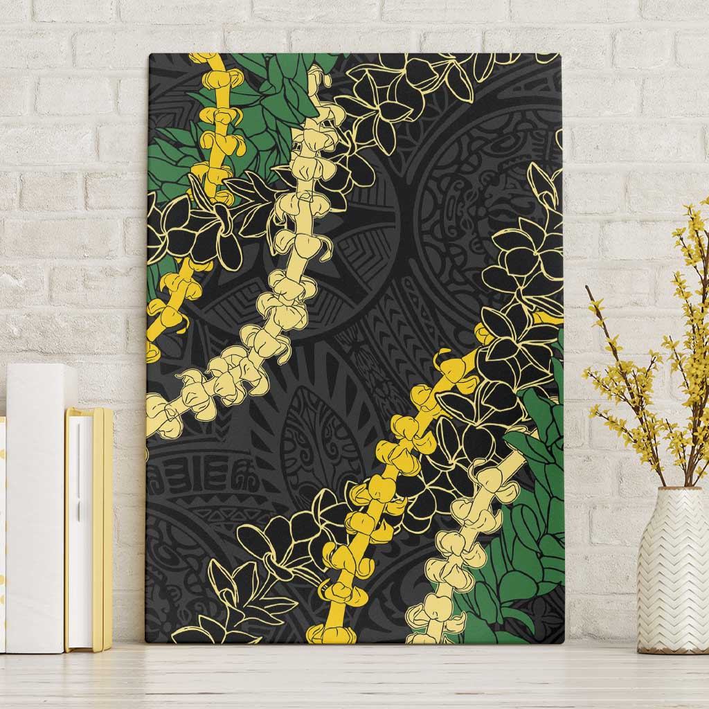 Hawaii Puakenikeni - Maile Lei Canvas Wall Art Obsidian Black LT7 Without Frame Black - Polynesian Pride