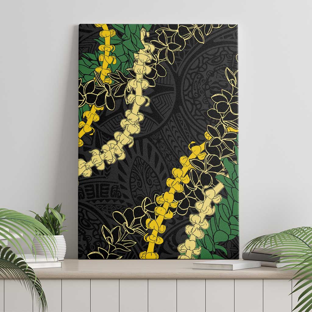 Hawaii Puakenikeni - Maile Lei Canvas Wall Art Obsidian Black LT7 - Polynesian Pride