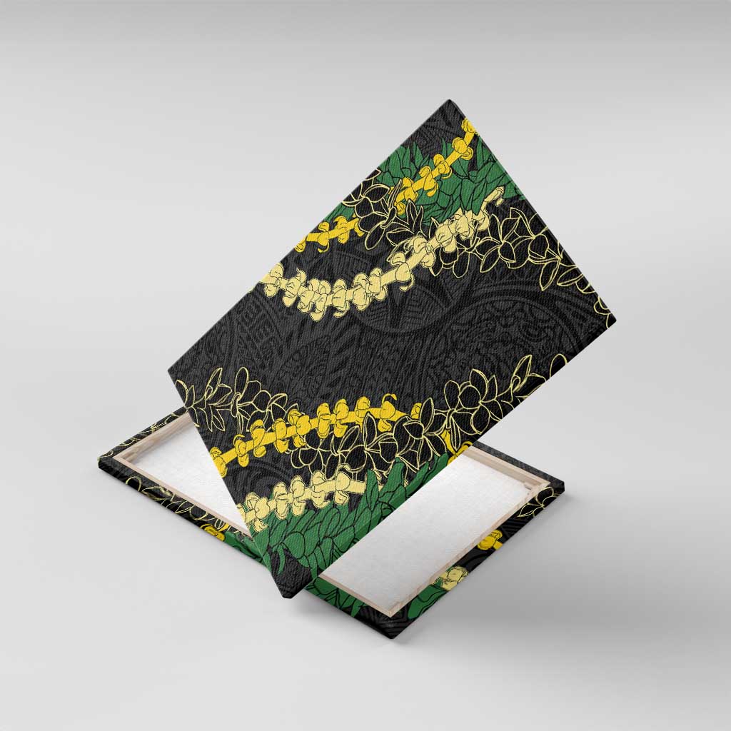 Hawaii Puakenikeni - Maile Lei Canvas Wall Art Obsidian Black LT7 With Frame Black - Polynesian Pride